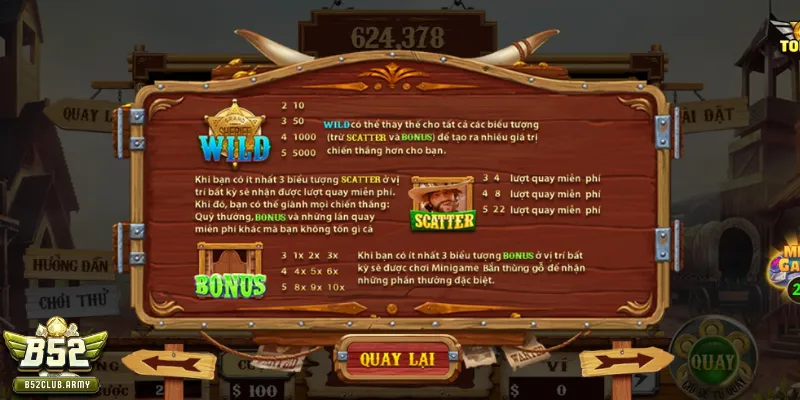 Biểu tượng đặc biệt trong Miền Viễn Tây B52 club